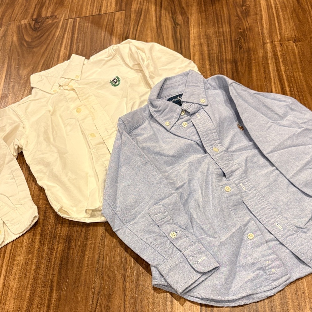 Ralph Lauren Kids Blue and Cream Button-Down Shirts